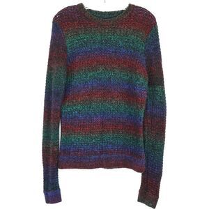 Eleven Paris Wool Blend Rainbow Striped Sweater Size Small